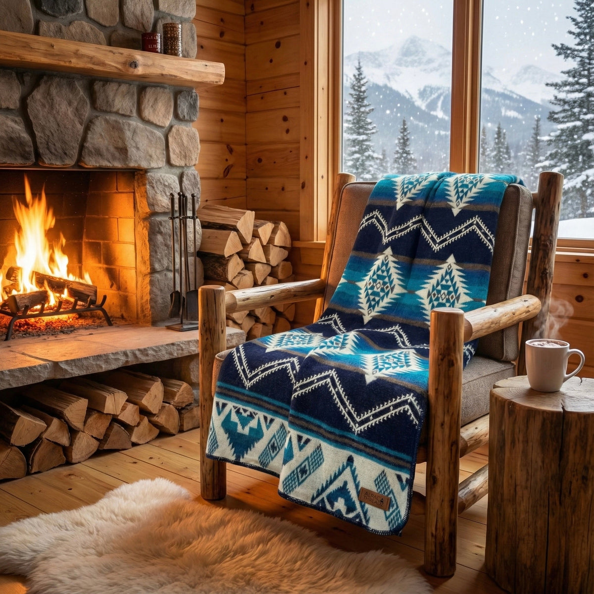 Alpaca Threadz Andean Alpaca Wool Blanket - Cobalt Blue