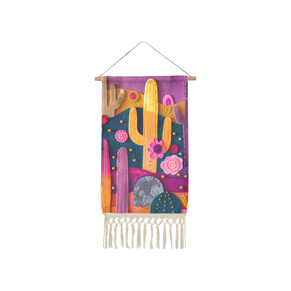 Baha Ranch Cactus Wall Hanging Linen Poster Made in America