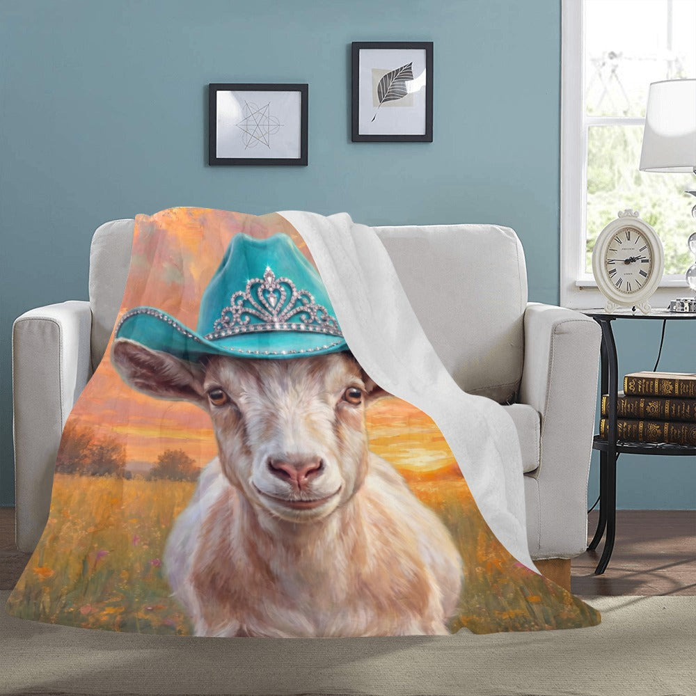 Rhinestone Cowgirl Goat Ultra Soft Minky Fleece Throw Blanket 60" x 80" Made in America