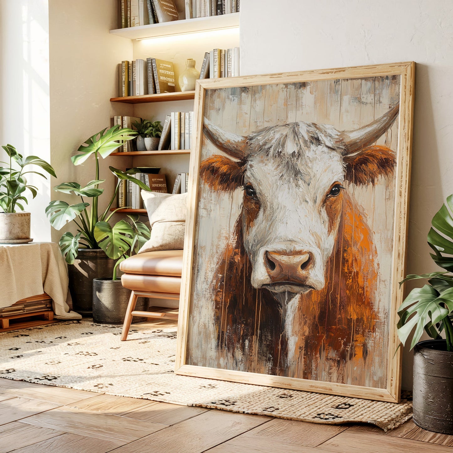 Sunset Longhorn on Weathered Wood