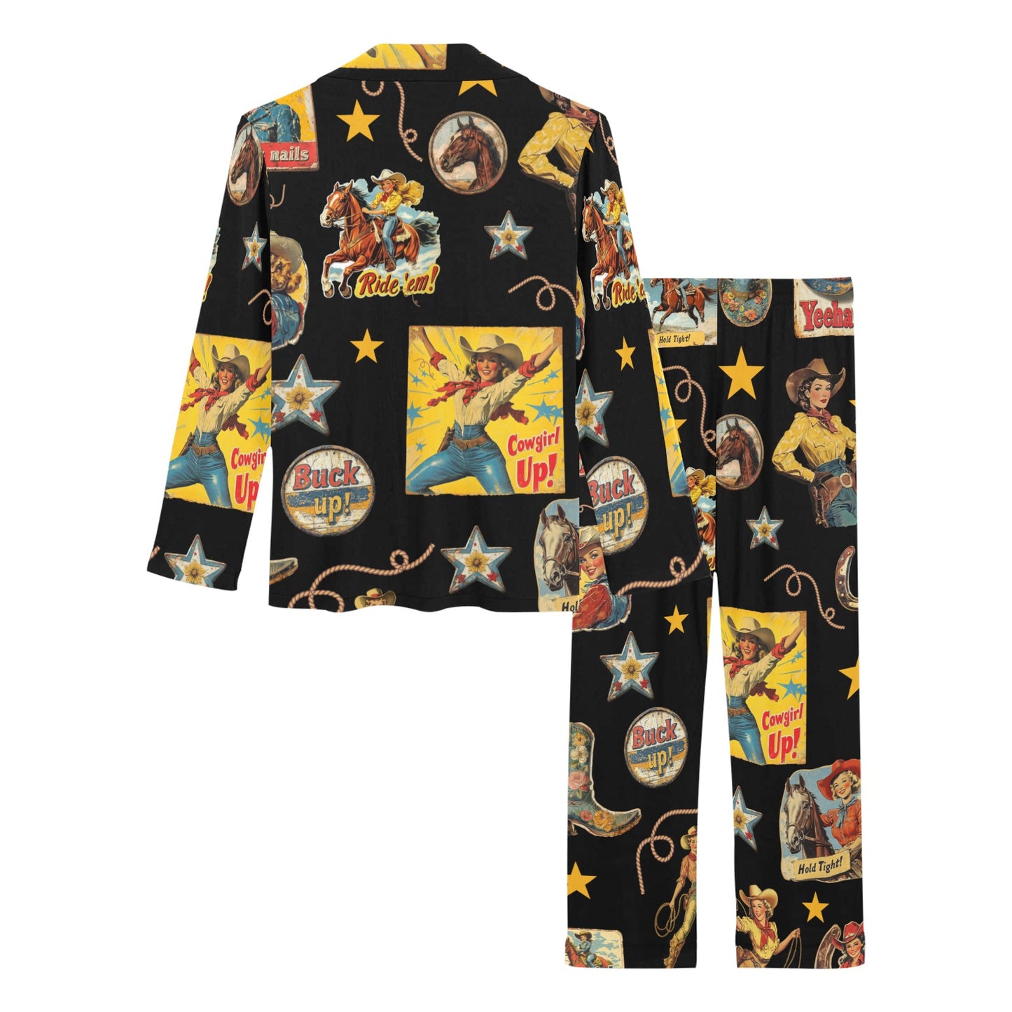 Vintage Cowgirl Collage Western Pajama Set