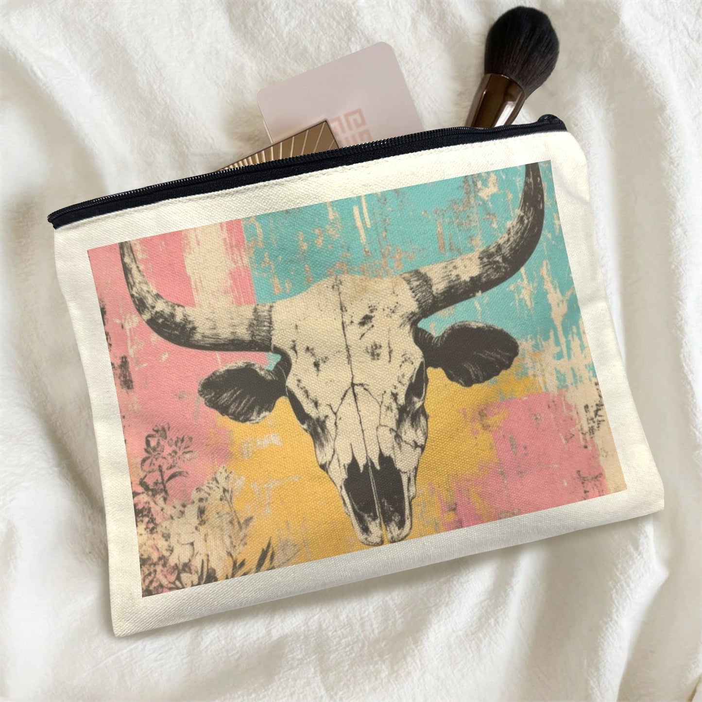 Baha Ranch Pop Western Skull Cosmetic Bag Pack of 5 Made in America