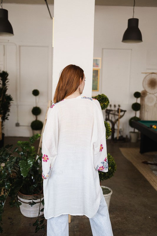 Floral Embroidered Kimono choice of colors