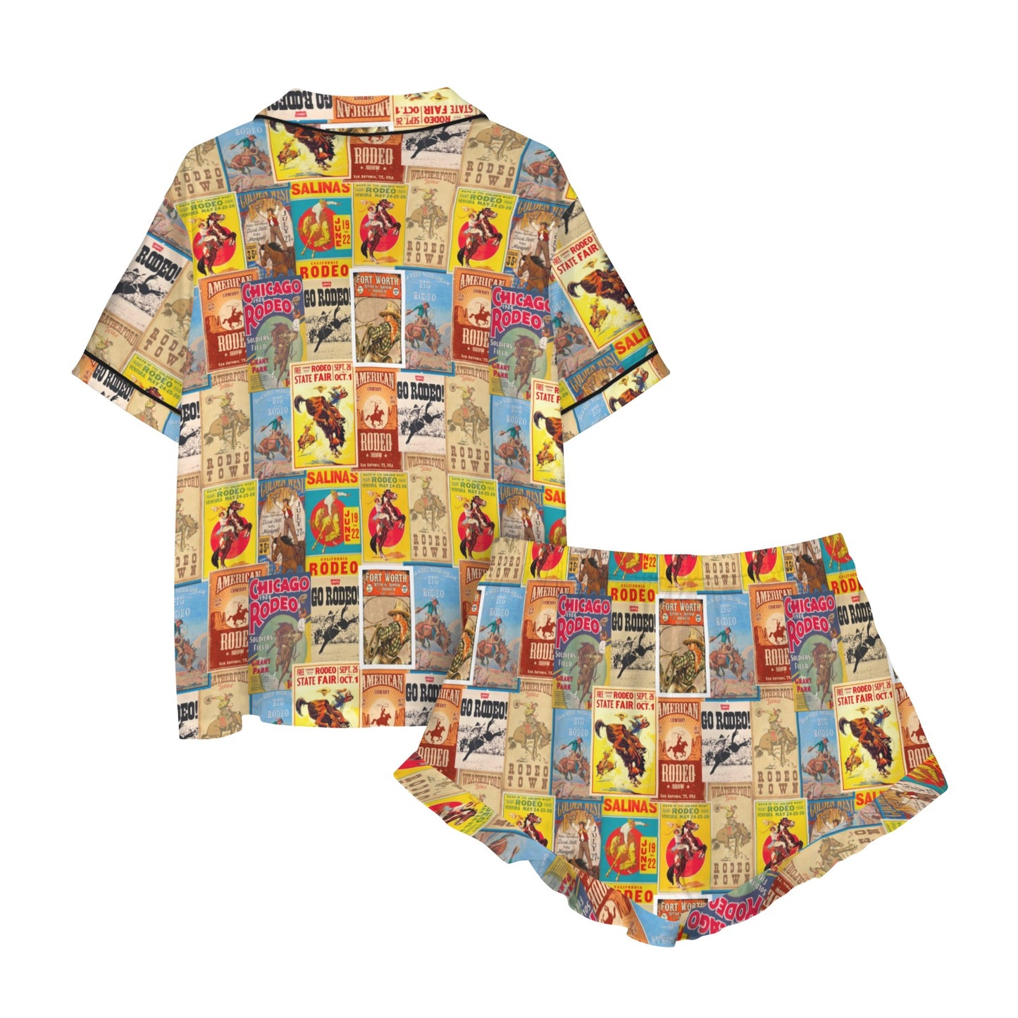 Vintage Rodeo Poster Satin Pajama Set