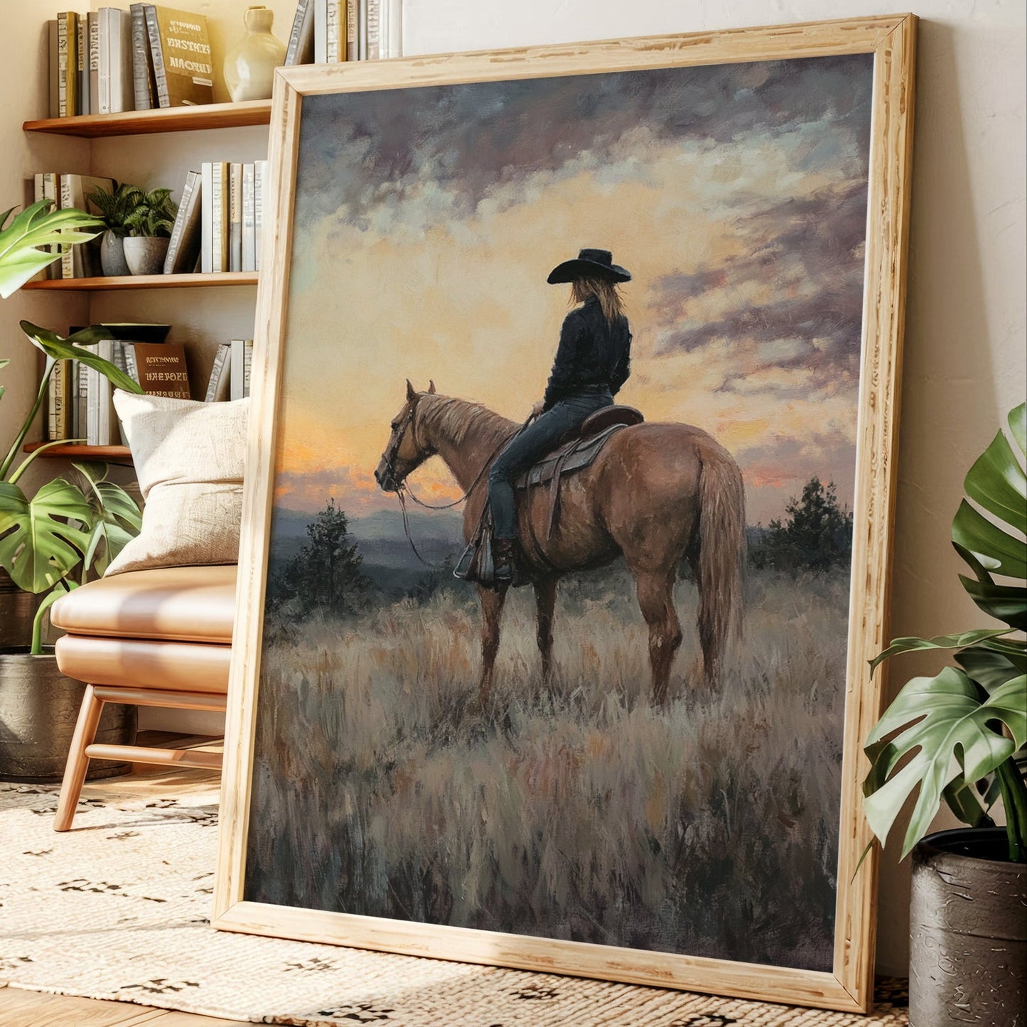 Evening Watch – Cowgirl and Horse at Sunset