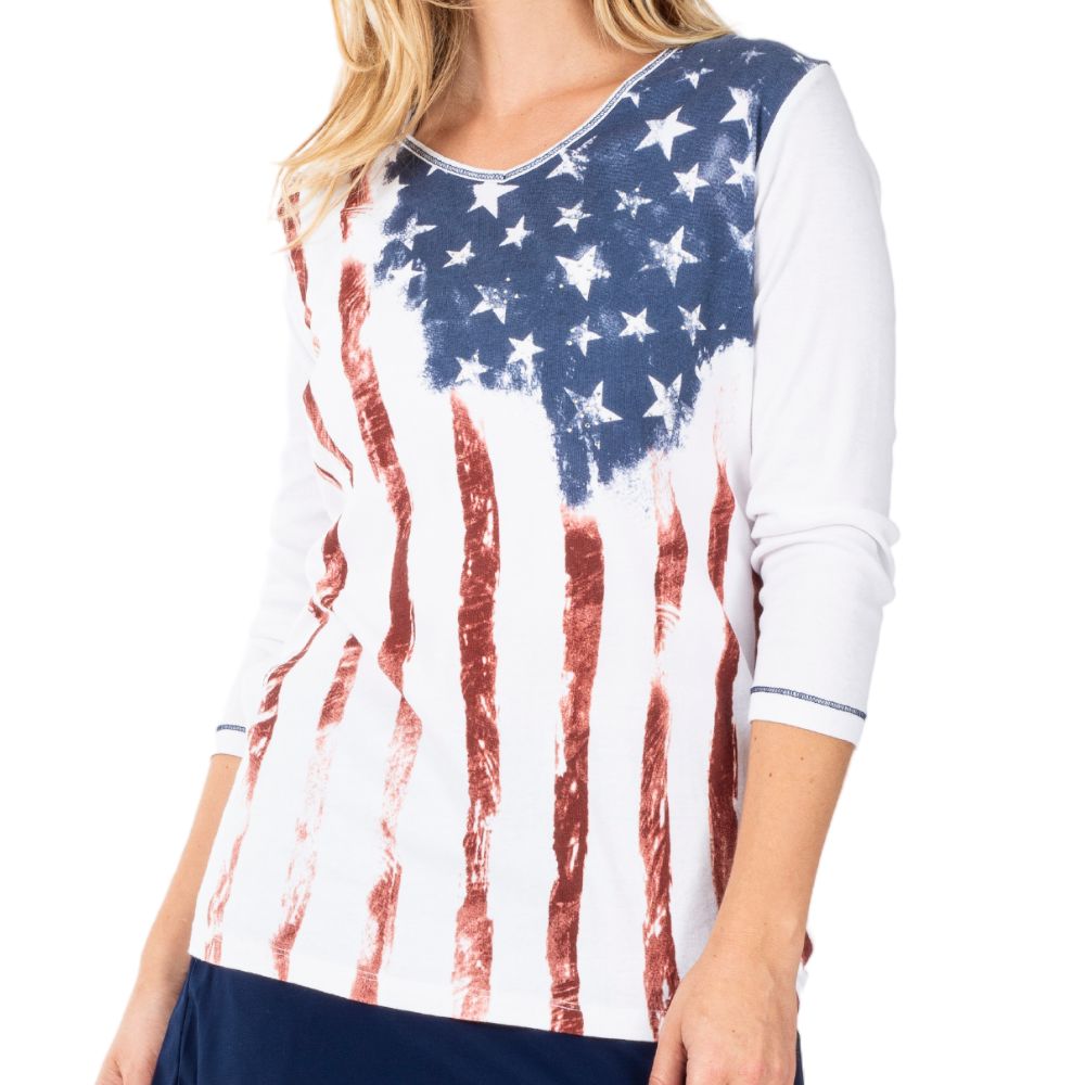 Women's Old Glory 3/4 Sleeve Top