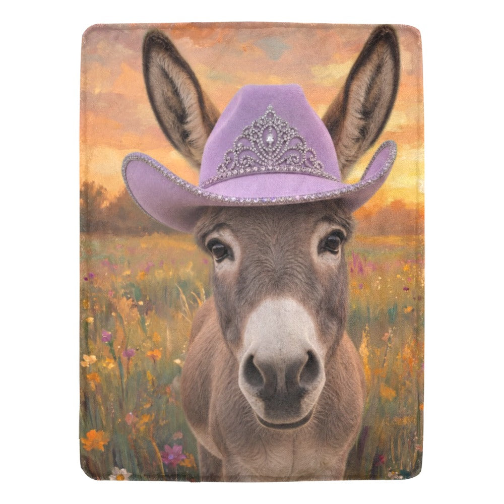 Rhinestone Cowgirl Donkey Ultra Soft Minky Fleece Throw Blanket 60" x 80" Made in America