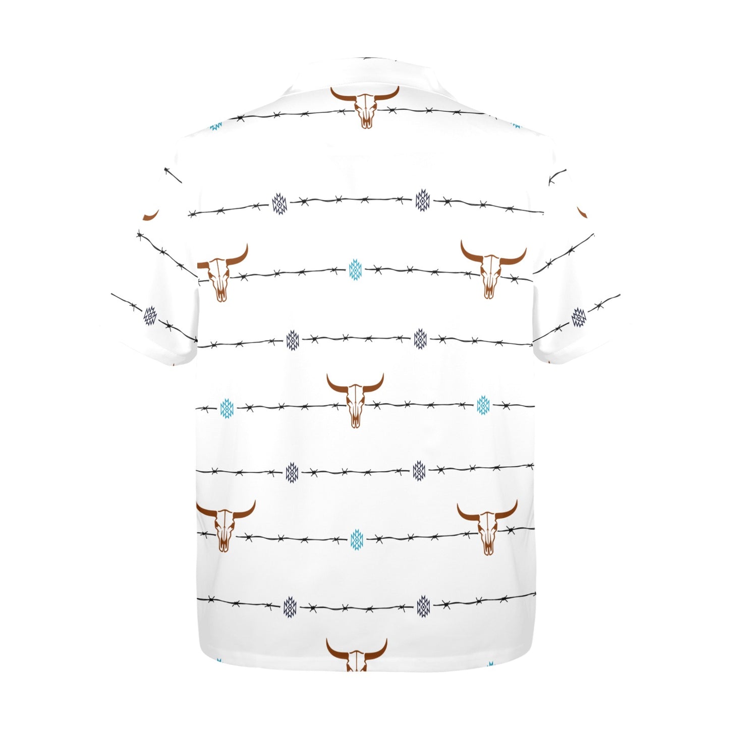 Baha Ranch White Bullhead Aztec Hawaiian Shirt Made in America
