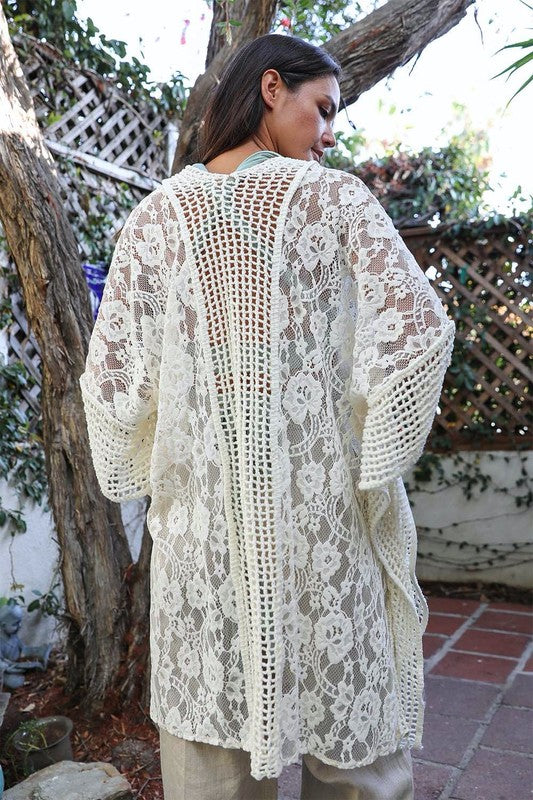 Floral Lace Textured Kimono choice of colors