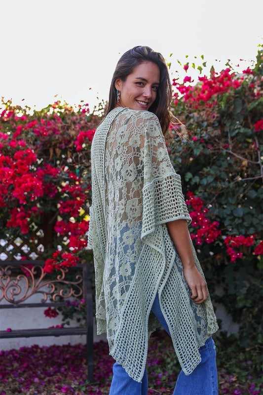 Floral Lace Textured Kimono choice of colors