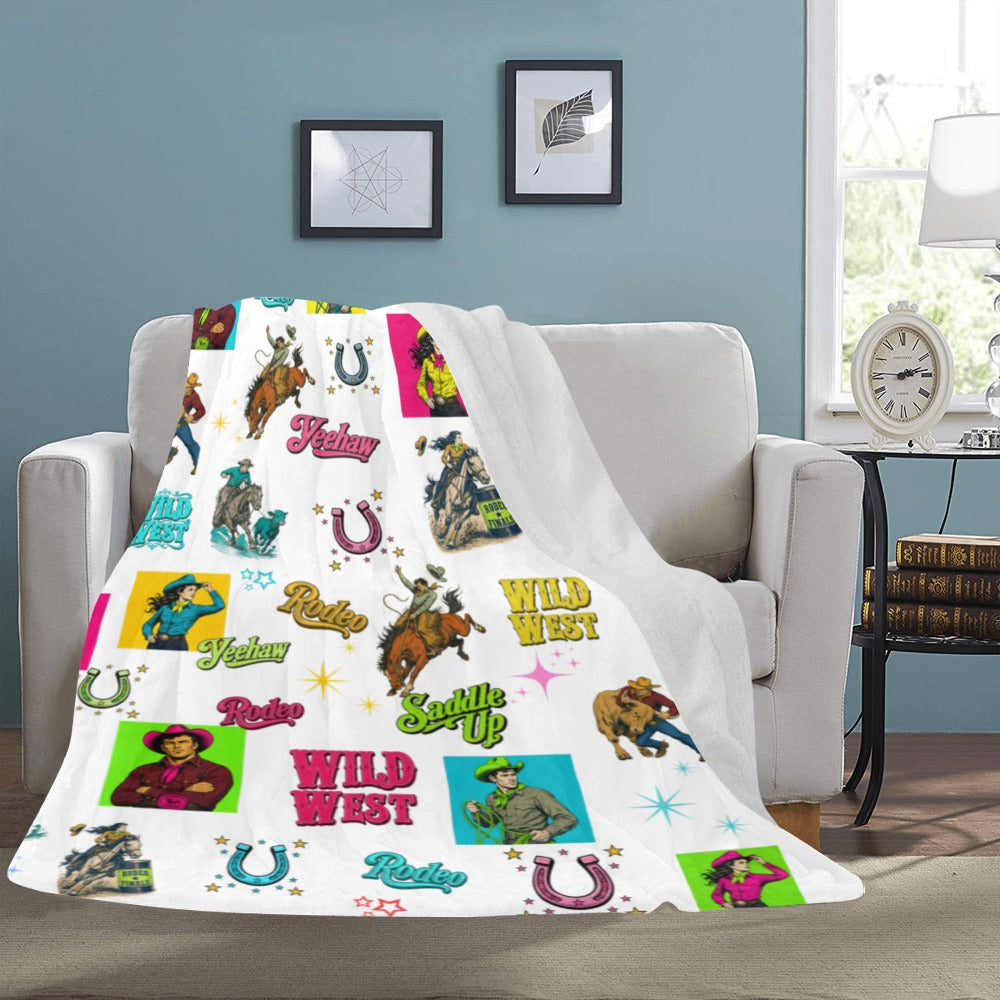 Baha Ranch The Last Roundup Minky Throw Blanket 60" x 80" Made in America