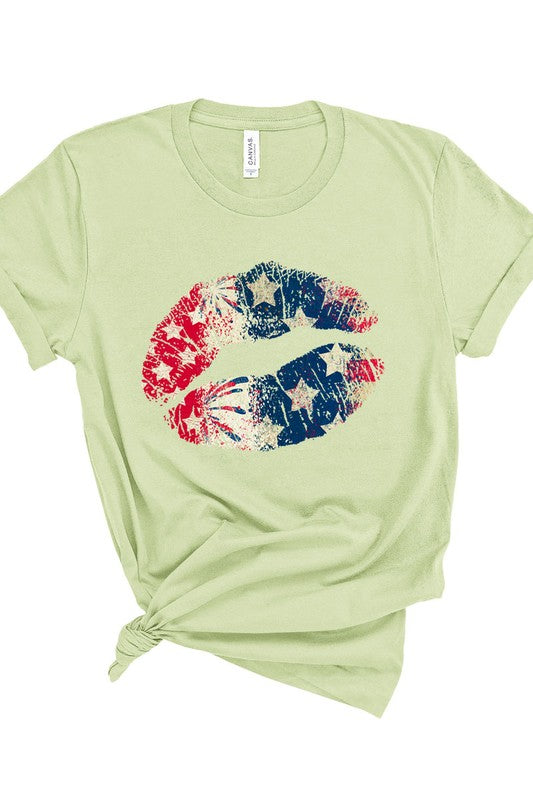 American Flag Lips Patriotic Tee choice of colors