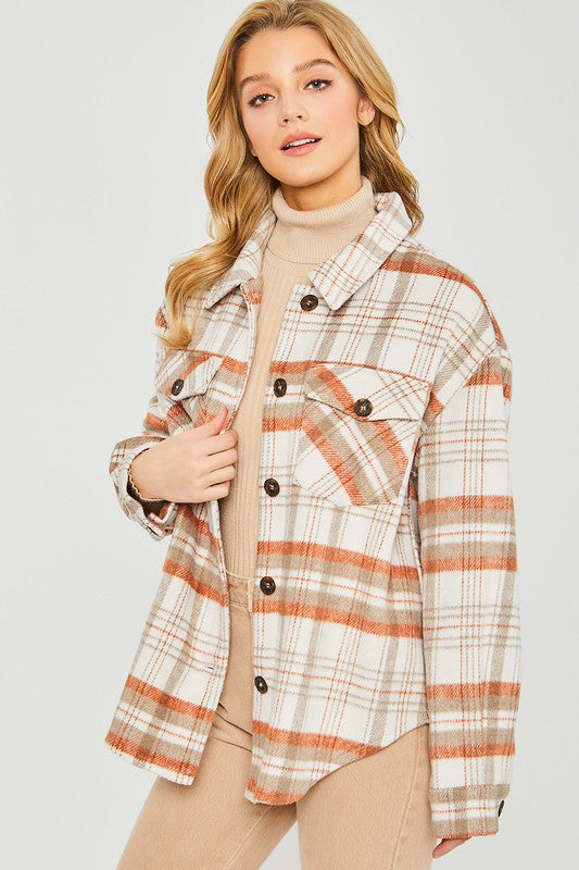 Plaid Bust Pocket Shacket choice of colors