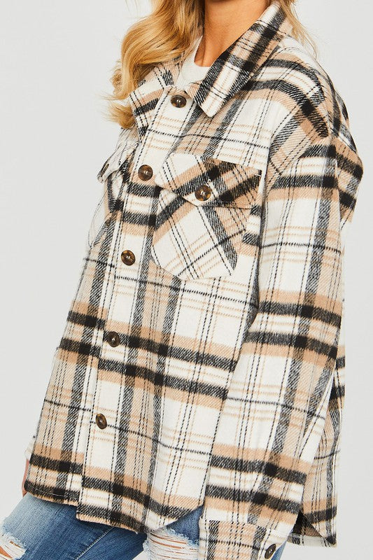 Plaid Bust Pocket Shacket choice of colors