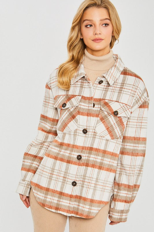 Plaid Bust Pocket Shacket choice of colors