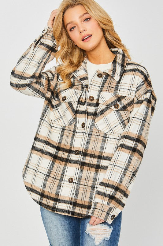 Plaid Bust Pocket Shacket choice of colors