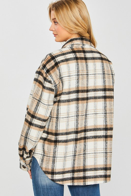 Plaid Bust Pocket Shacket choice of colors