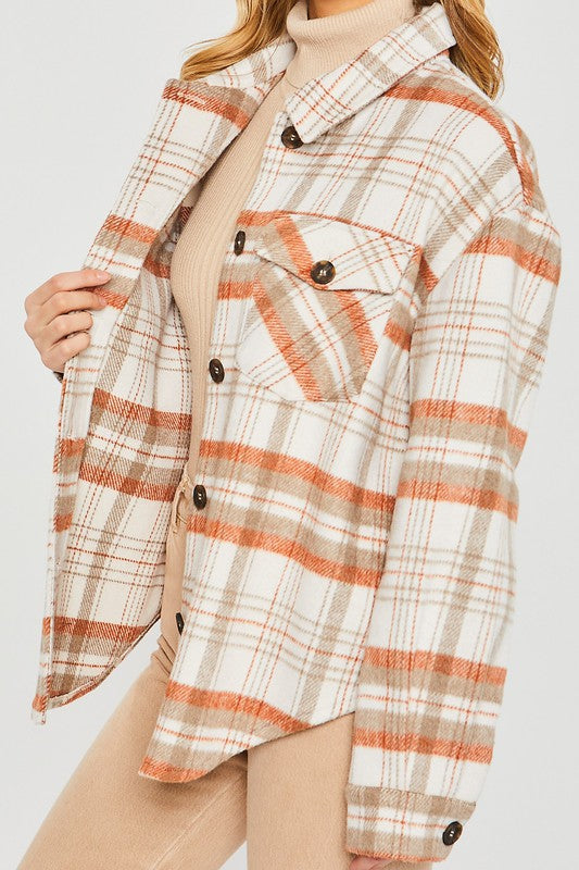 Plaid Bust Pocket Shacket choice of colors