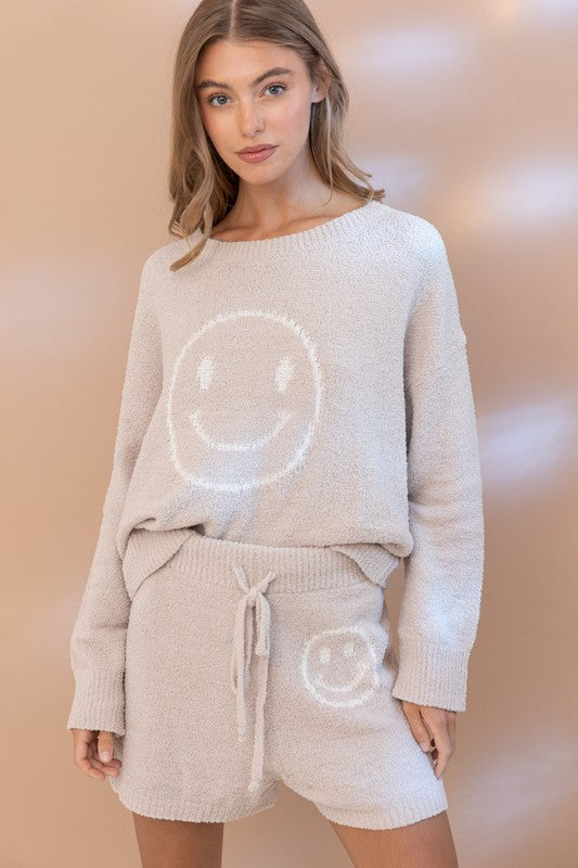 Happy Face Cozy Soft Top with Shorts Set  CHOICE OF COLORS