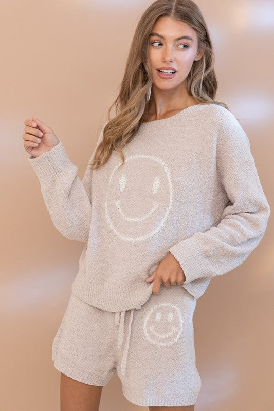 Happy Face Cozy Soft Top with Shorts Set  CHOICE OF COLORS