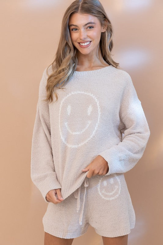 Happy Face Cozy Soft Top with Shorts Set  CHOICE OF COLORS