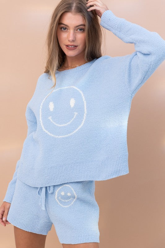 Happy Face Cozy Soft Top with Shorts Set  CHOICE OF COLORS