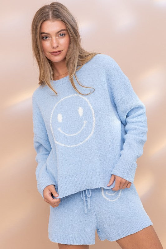 Happy Face Cozy Soft Top with Shorts Set  CHOICE OF COLORS