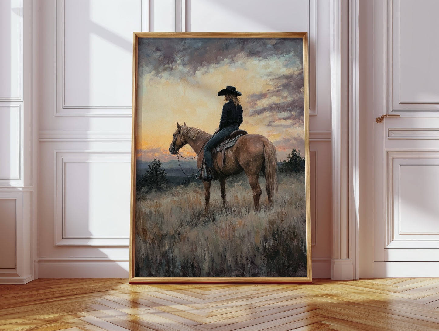 Evening Watch – Cowgirl and Horse at Sunset