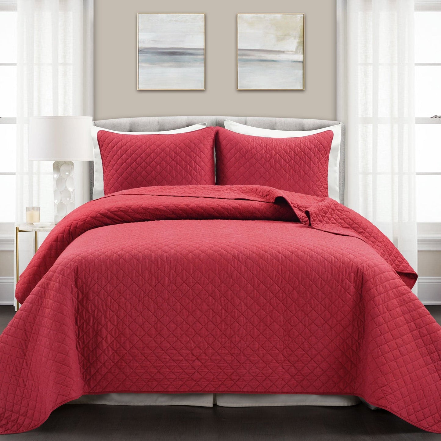 Ava Diamond Oversized Cotton Quilt Set choice of colors