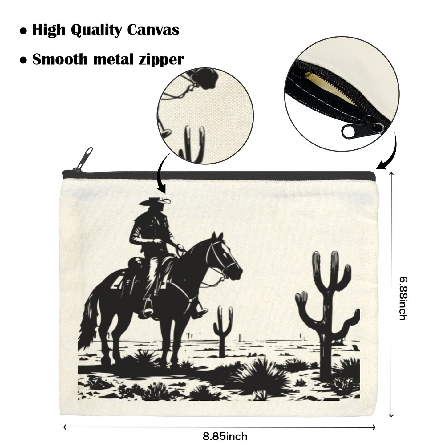 Black White Desert Cosmetic Bag Pack of 5 Made in America