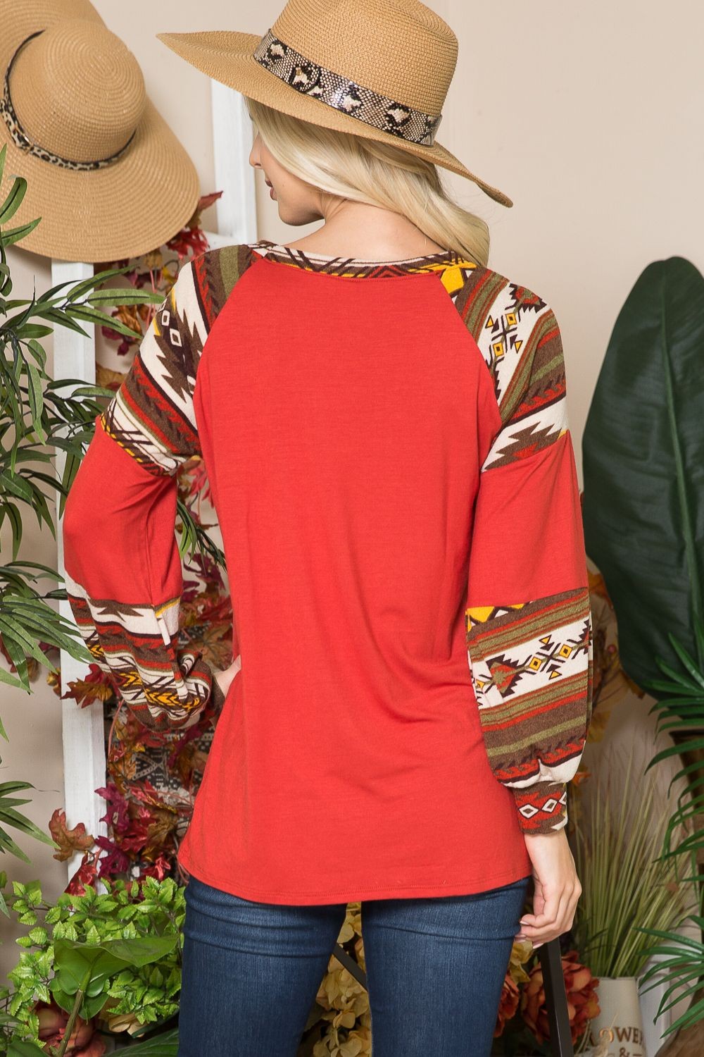 Southwestern Aztec Long Sleeve Top