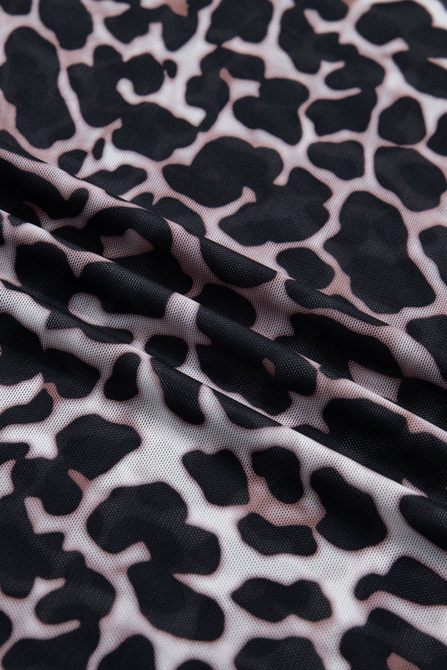 Leopard Sheer Mesh Short Sleeve Top