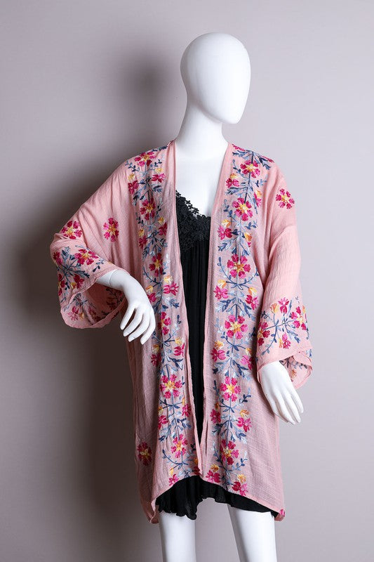 Floral Embroidered Kimono choice of colors