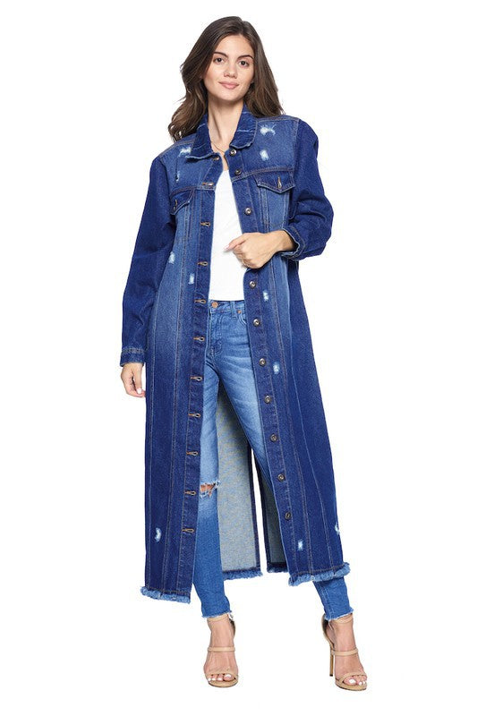 Distressed Denim Duster Jacket - choice of colors