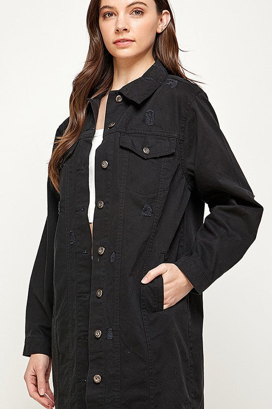Distressed Denim Duster Jacket - choice of colors