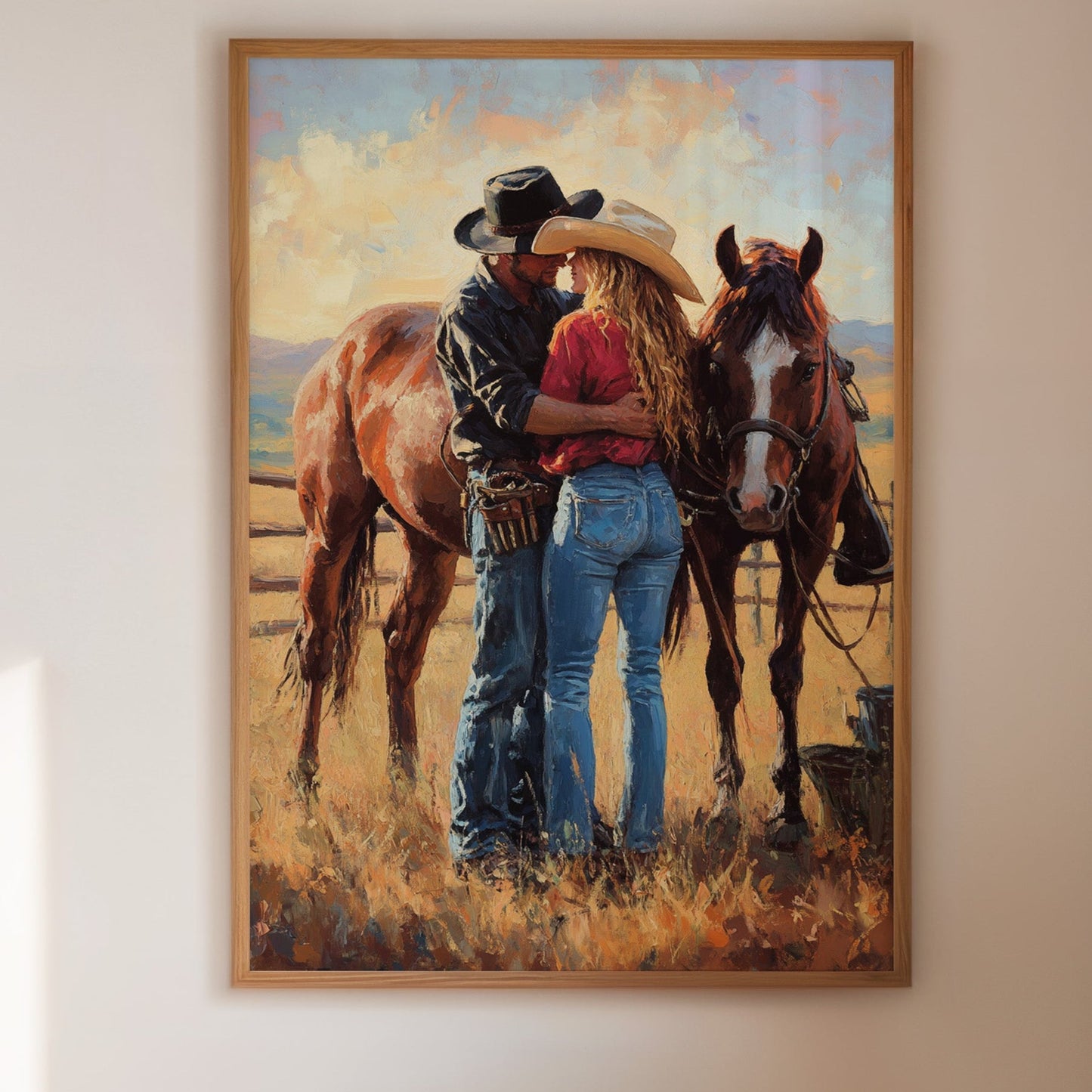 Cowboy Romance Canvas – Western Couple Wall Art with Horses