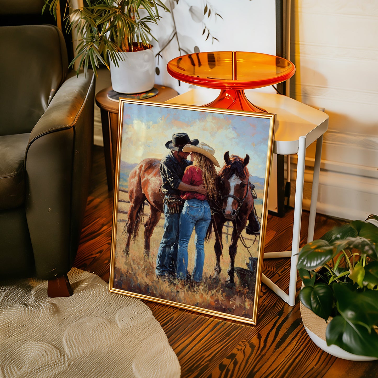 Cowboy Romance Canvas – Western Couple Wall Art with Horses