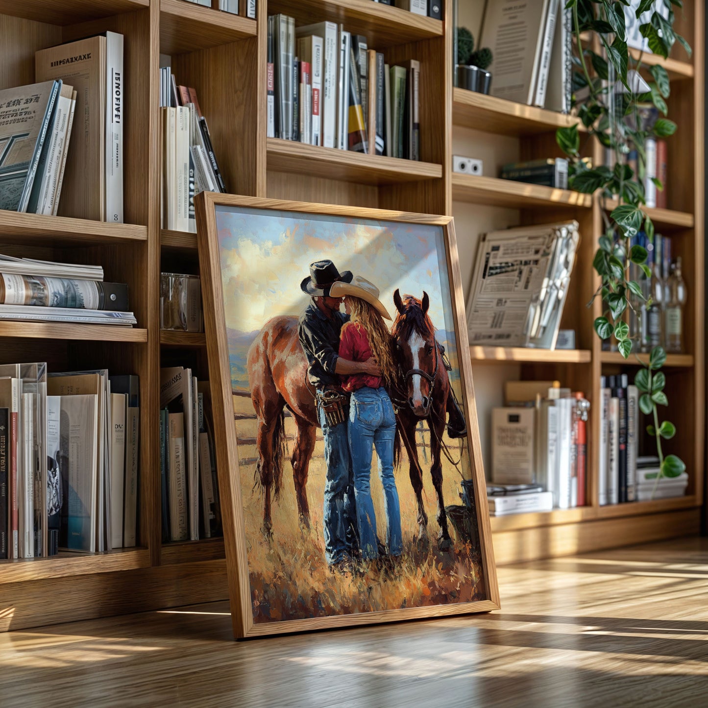 Cowboy Romance Canvas – Western Couple Wall Art with Horses