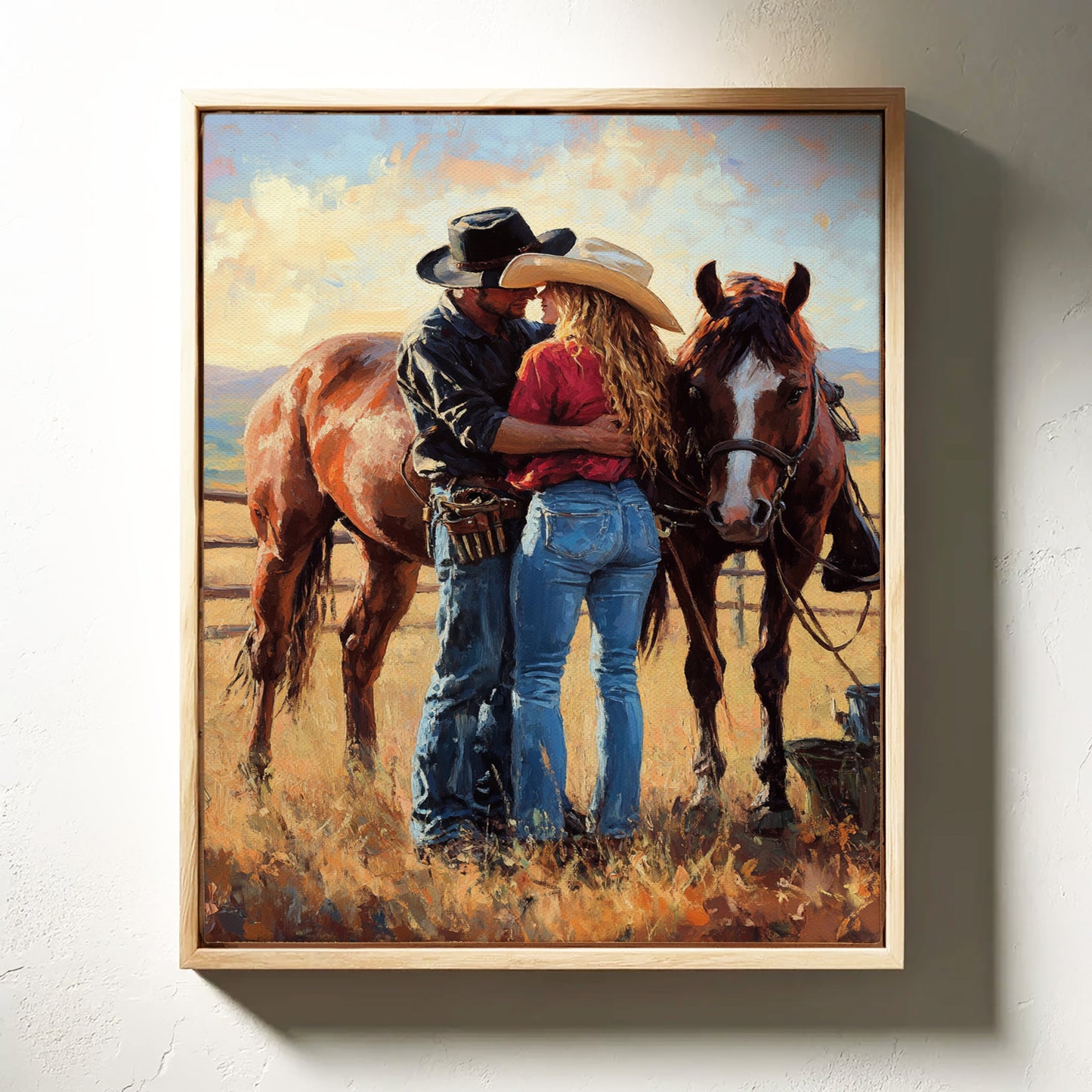 Cowboy Romance Canvas – Western Couple Wall Art with Horses