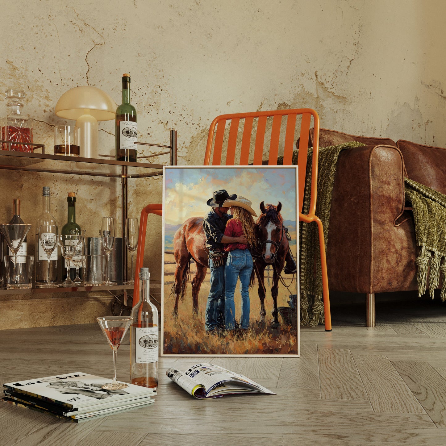 Cowboy Romance Canvas – Western Couple Wall Art with Horses