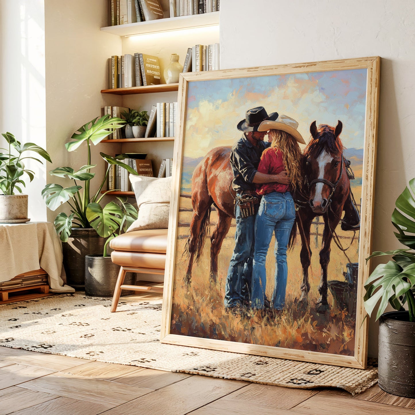 Cowboy Romance Canvas – Western Couple Wall Art with Horses