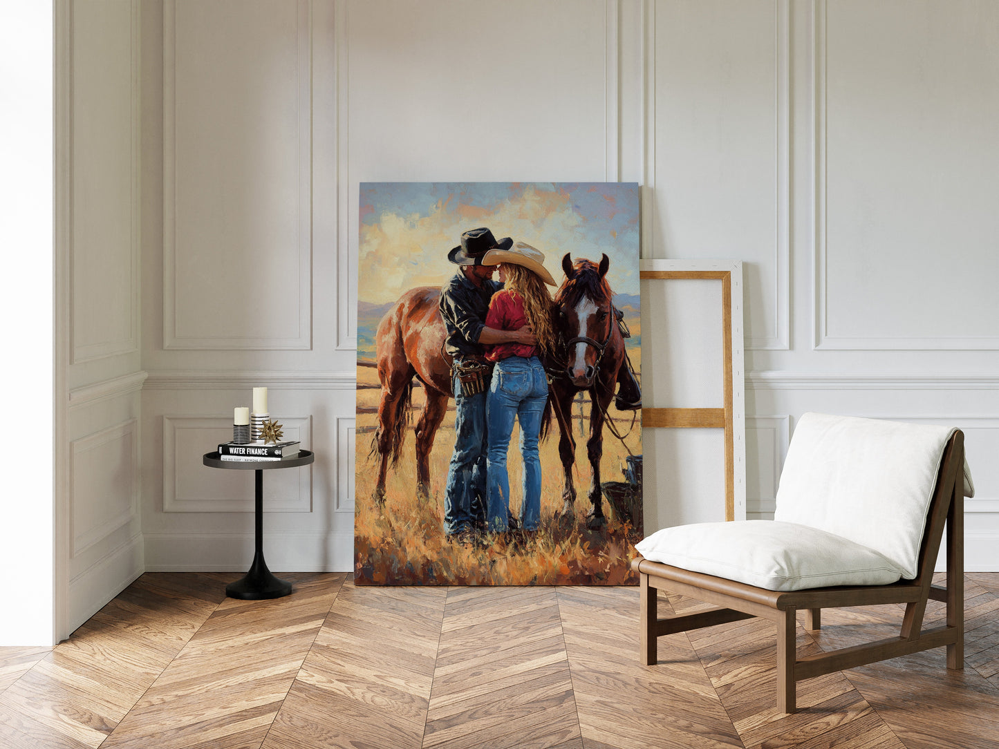 Cowboy Romance Canvas – Western Couple Wall Art with Horses