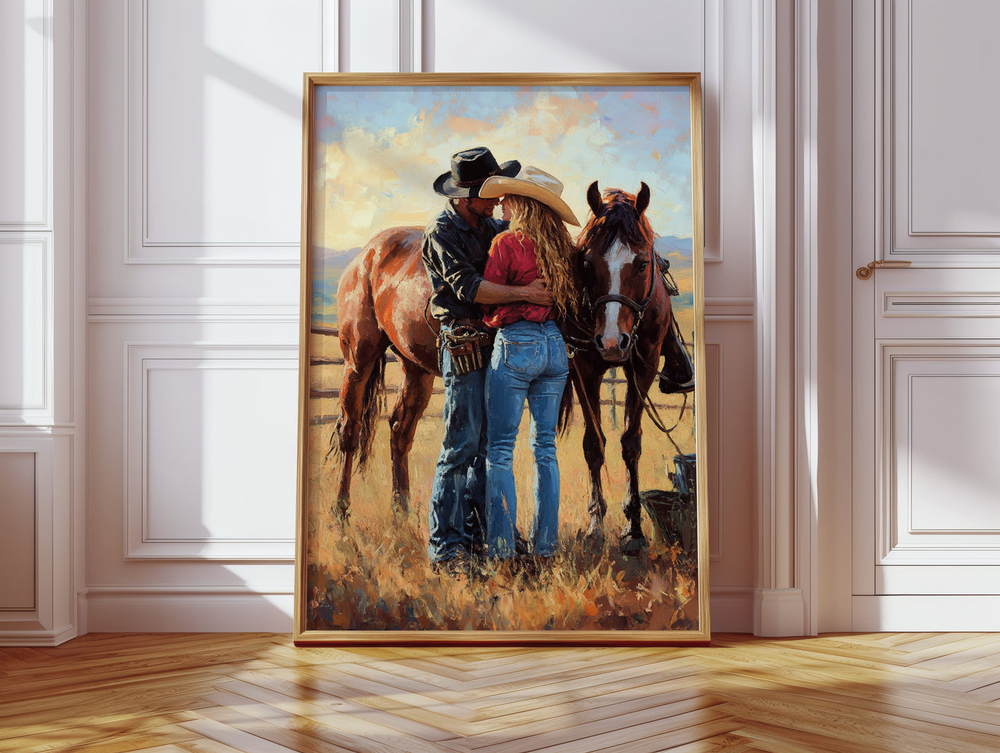 Cowboy Romance Canvas – Western Couple Wall Art with Horses