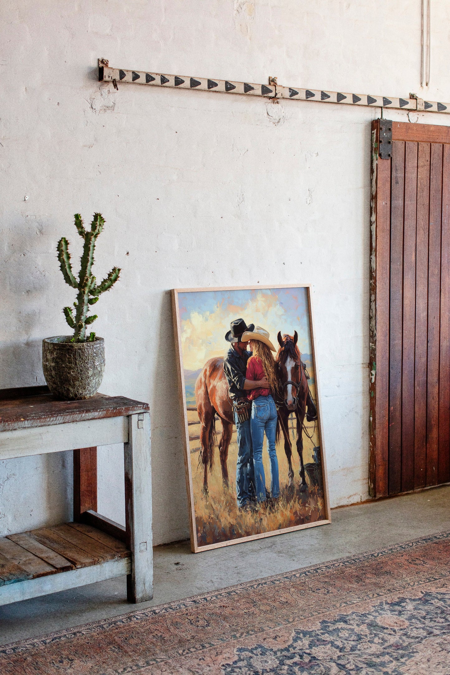 Cowboy Romance Canvas – Western Couple Wall Art with Horses