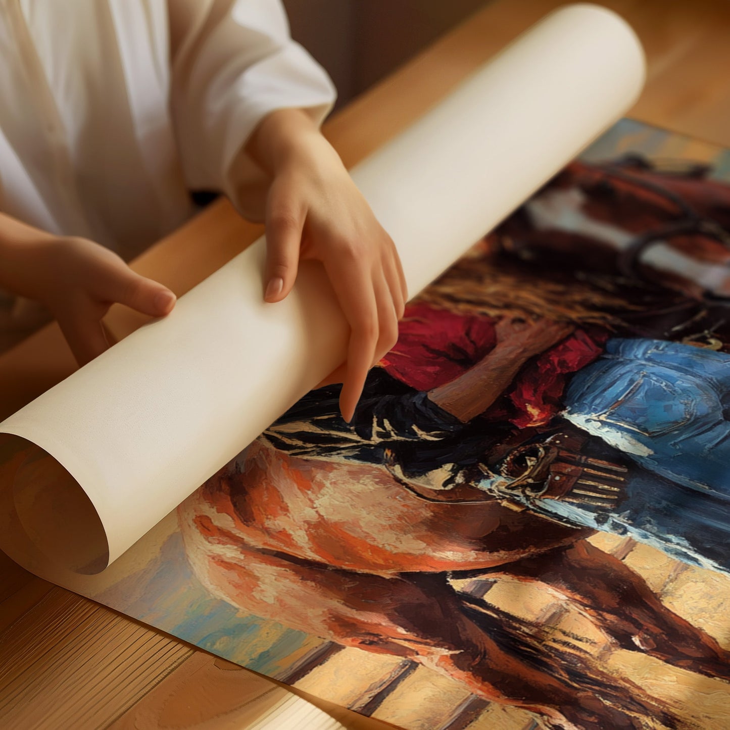 Cowboy Romance Canvas – Western Couple Wall Art with Horses