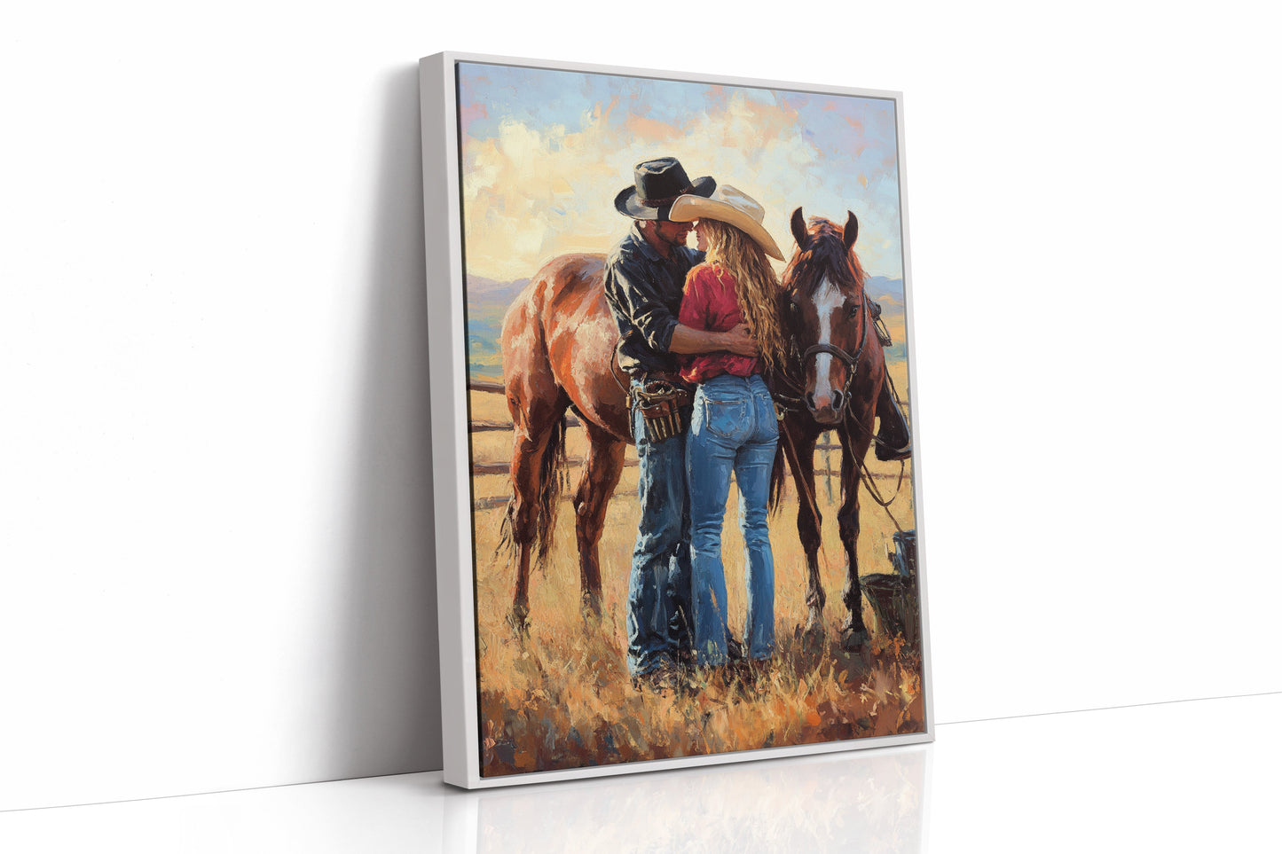 Cowboy Romance Canvas – Western Couple Wall Art with Horses