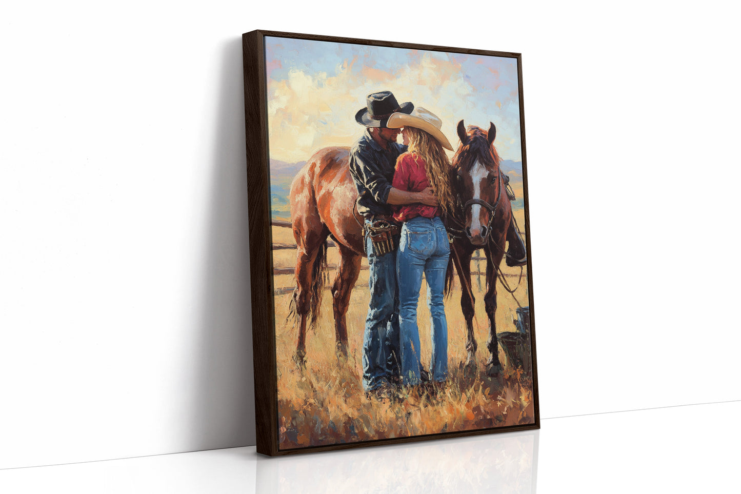 Cowboy Romance Canvas – Western Couple Wall Art with Horses