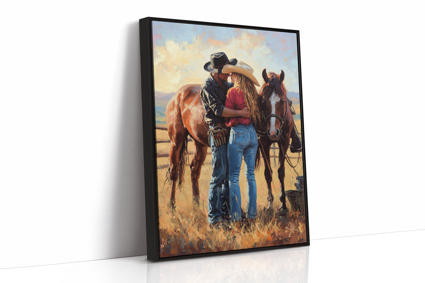 Cowboy Romance Canvas – Western Couple Wall Art with Horses