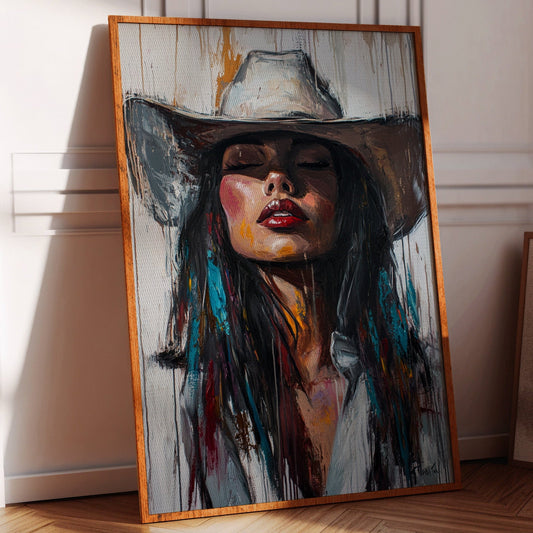 Cowgirl Spirit Canvas – Western Woman Portrait Wall Art