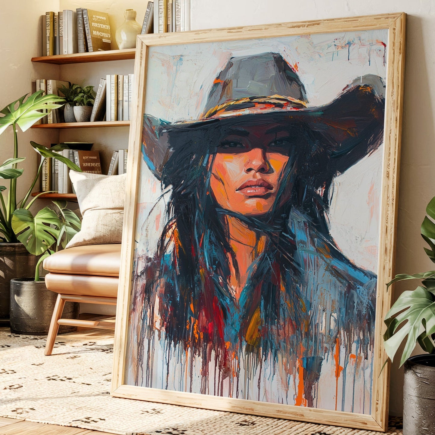 Wild Western Woman Canvas – Bold Cowgirl Portrait Wall Art